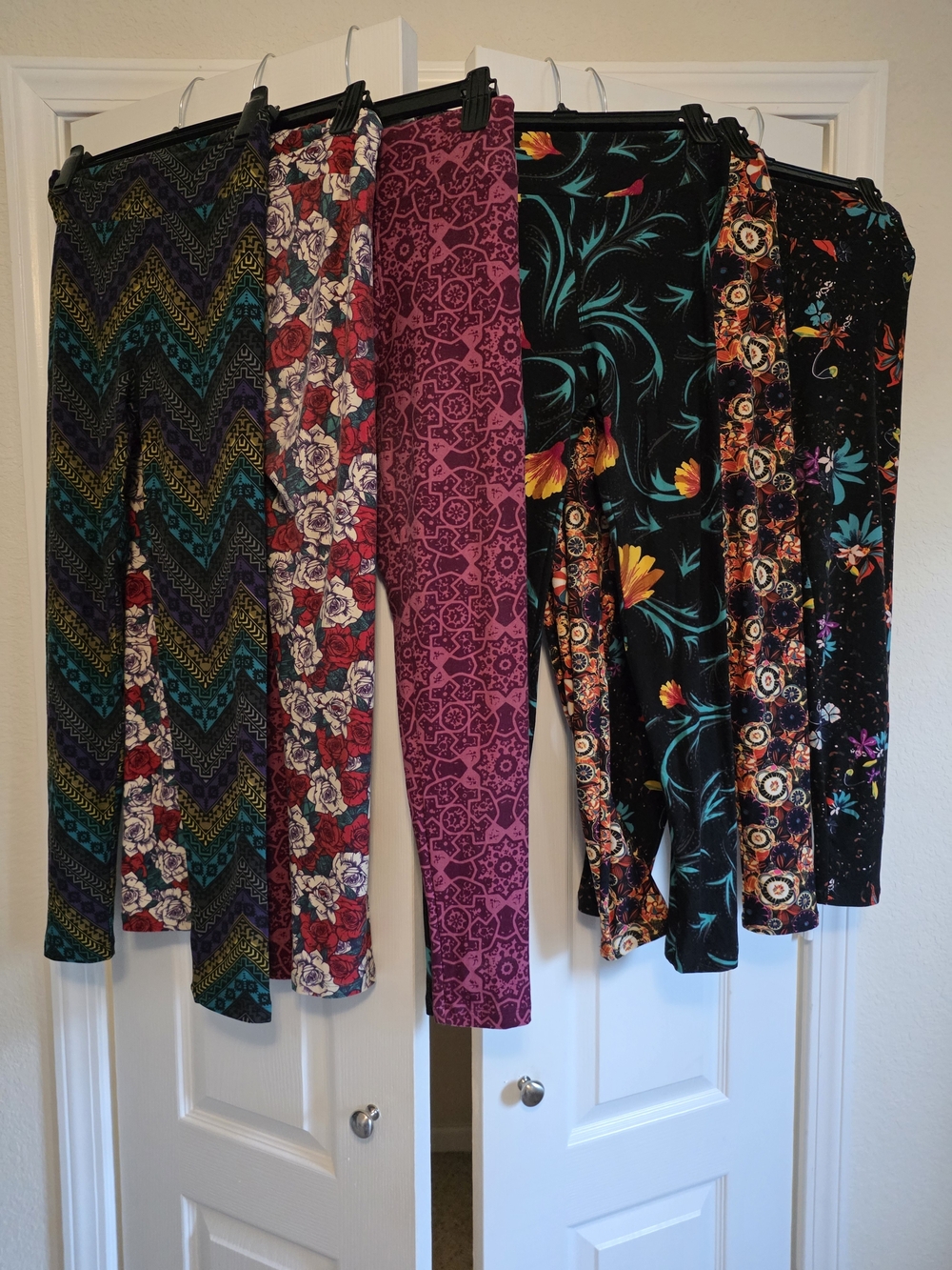 LuLaRoe Mixed Pattern Leggings - Teal, Purple, Black, Red, Orange